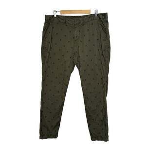 Sundance Catalog Size 16 Olive Green Embroided Pants Cotton Stretch